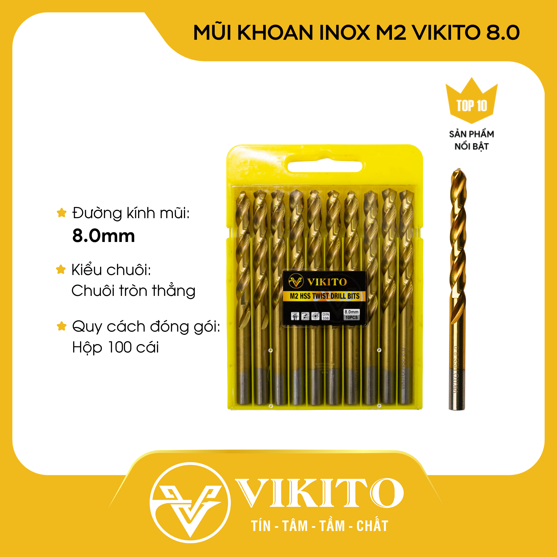 Mũi khoan inox M2 VIKITO 8.0